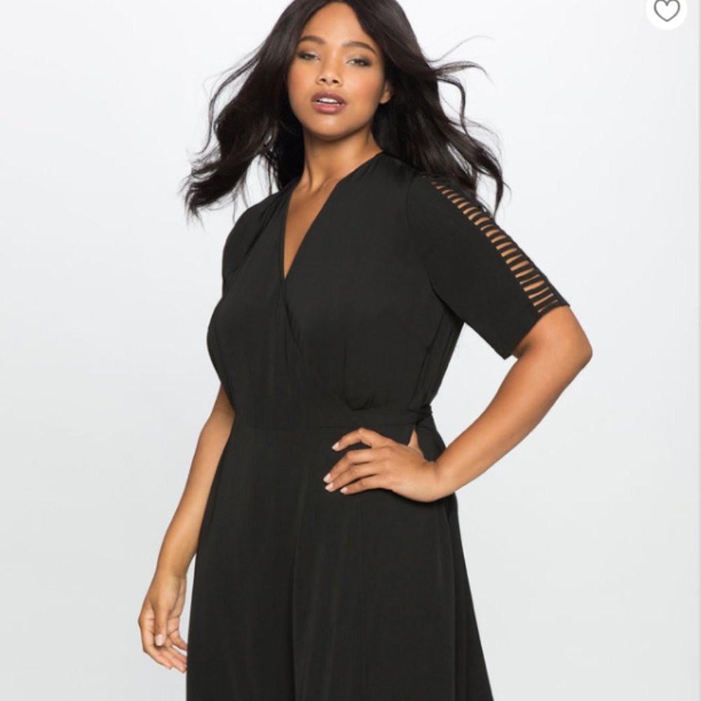Eloquii Black Wrap Dress with Shoulder Detail 20